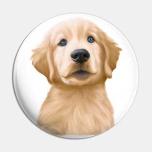 Cute Golden Retriever Drawing Pin