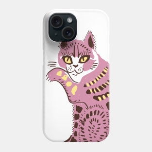 Cute Pink Folk Cat Phone Case