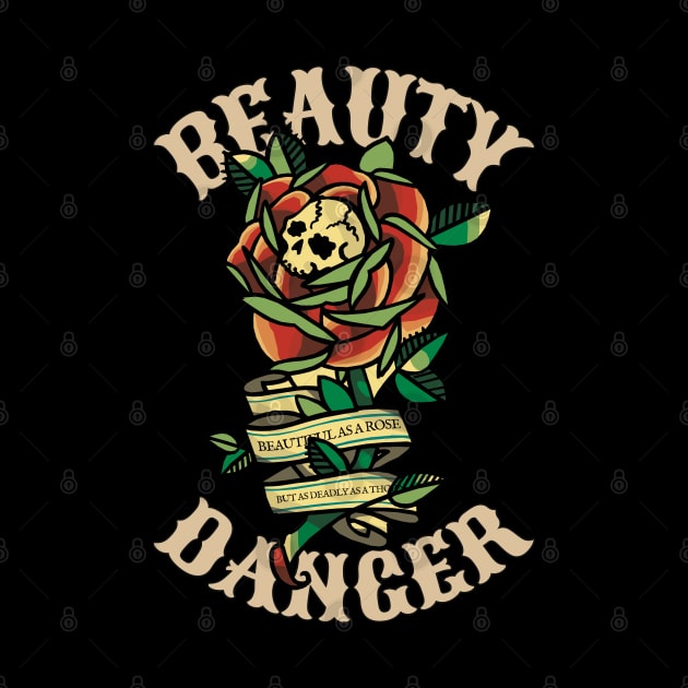 Beauty Skull and Danger Rose by KewaleeTee