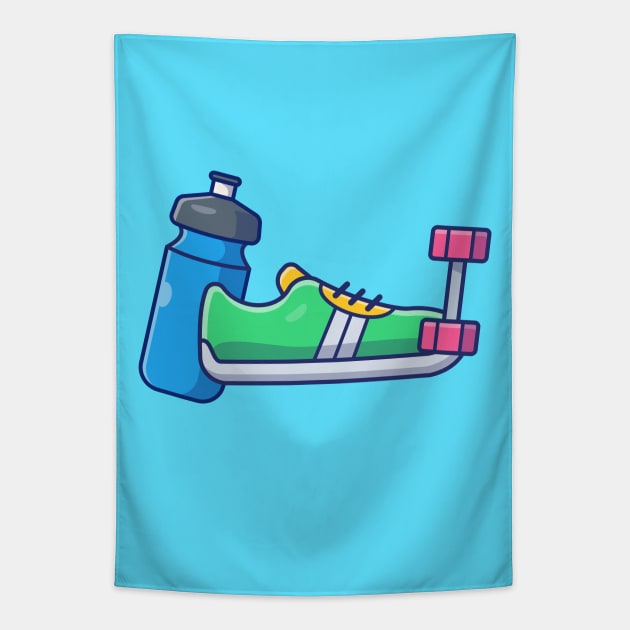 Dumbbell Shoes And Bottle Cartoon Tapestry by Catalyst Labs