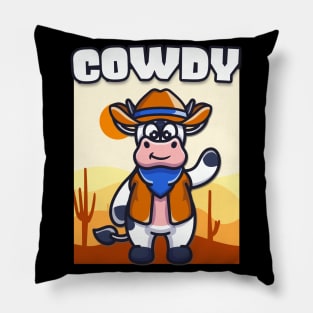 Cowdy Funny Cow Cowboy Costume Western Ranch Pillow