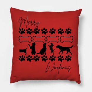 Merry Woofmas Ugly Christmas Sweater Pattern Pillow