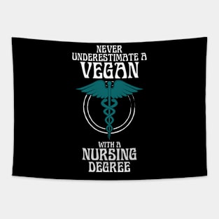 Vegan Power Nurse Strong Never Underestimate A Vegan With A Nursing Degree Meme Tapestry