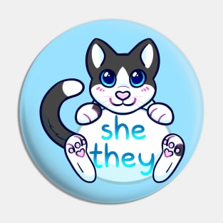 Kitty Pronouns - She/They Pin