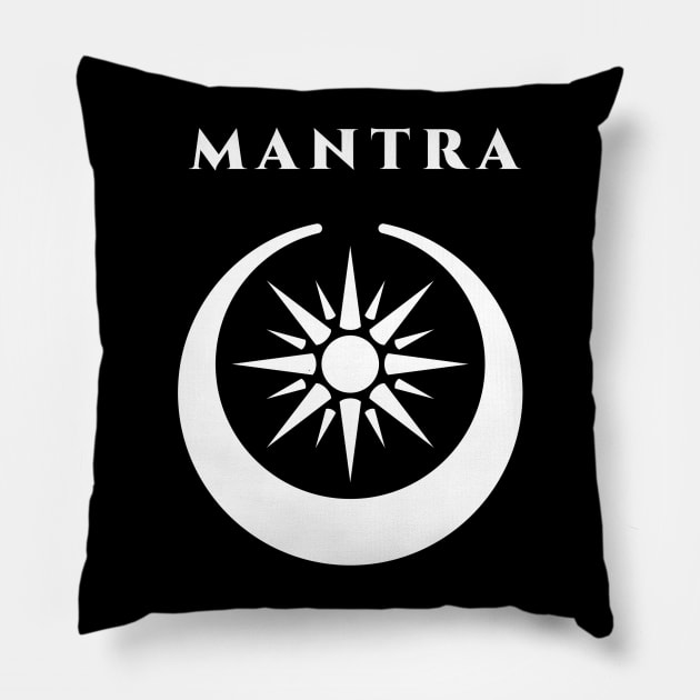 MANTRA Pillow by highcouncil@gehennagaming.com