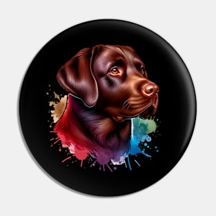 Bright Watercolor Chocolate Labrador Pin