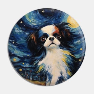 Japanese Chin Portrait Painting Pin