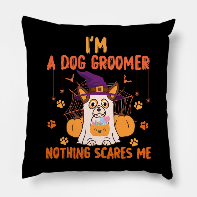 I'm A Dog Groomer Halloween Ghost Pillow by everetto