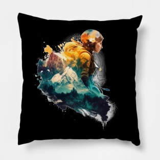 Water Color Mountain Climbing - Rock Climbing Pillow