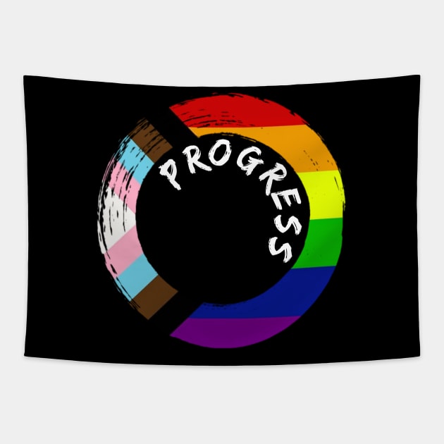 Progress Pride Rainbow Flag For Inclusivity Tapestry by PowderShot