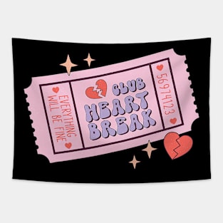 Retro Groovy Club Heartbreak Funny Anti Valentine_s Day Tapestry