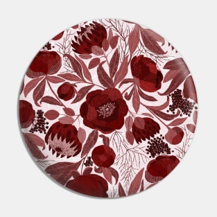 Peony burgundy monochrome Pin