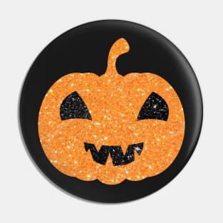 Light Orange Faux Glitter Halloween Pumpkin Face Pin