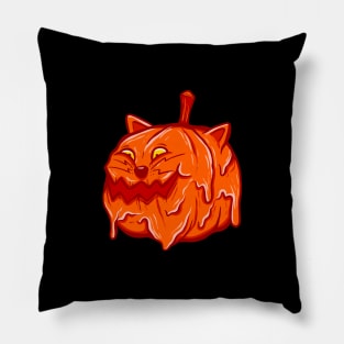 Grime Pumpkin Cat Halloween Pillow