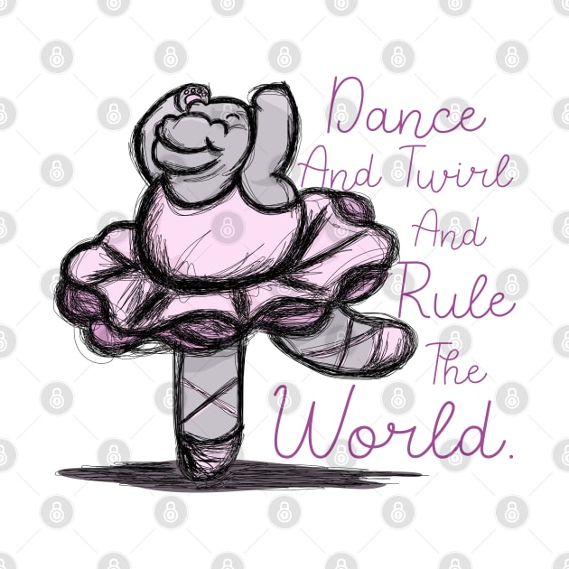 Cute Ballet Dancer Twirling Hippo Design by Punderstandable