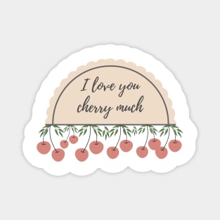 I Love You Cherry Much Cute Adorable Pink Design Magnet