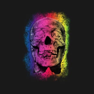 Scary Skull Head Rainbow Gradient Pastel Goth Creepy Halloween T-Shirt