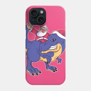 Santa Riding a Purple T-Rex Phone Case