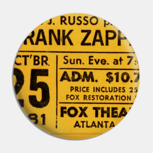 Oct 25 1981 Fox Theatre Atlanta, GA Ticket Stub Pin by TicketStubTees