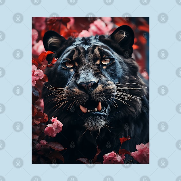 Floral Black Lion by Shibuz4.art