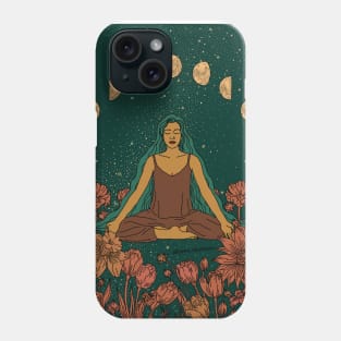 Meditation Flower Girl Moon phases Phone Case