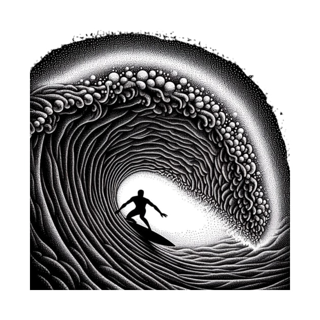 Ride The Wave Black and White by JohnTy