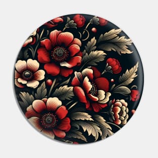 Red Floral Illustration Pin