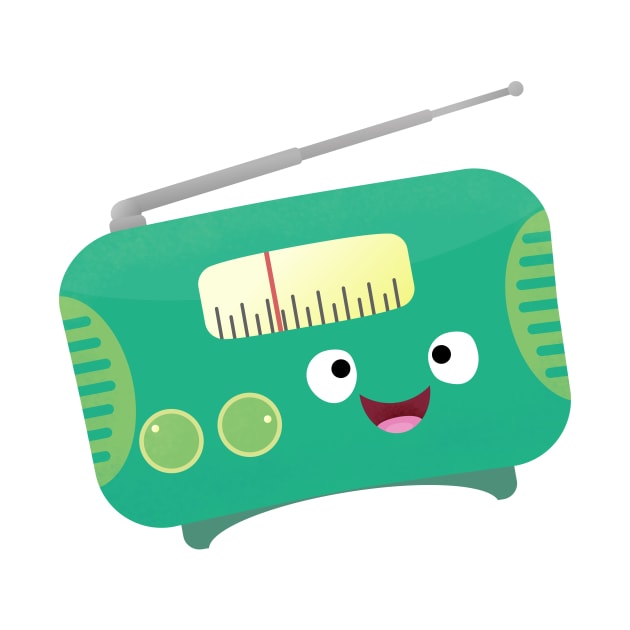 Cute funny happy retro radio cartoon by FrogFactory