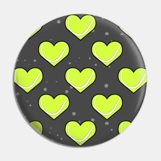 Tennis Ball Texture In Heart Shape - Pattern on Dark Background Pin