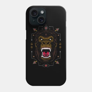 Illustration ferocious the gorilla head Phone Case