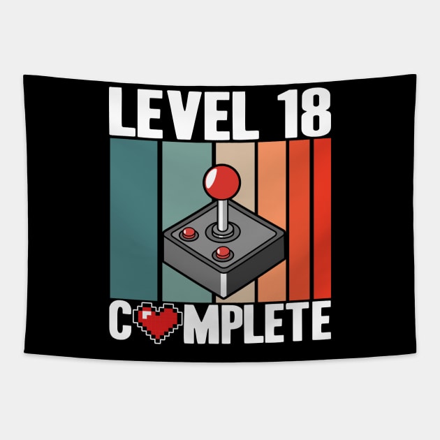 Level 18 Complete 18th Birthday 18 Years Gamer 2002 Tapestry by Kuehni