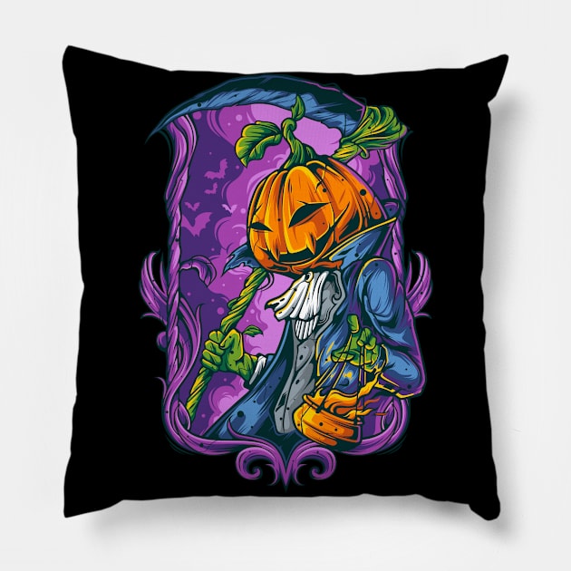 Halloween pumpkin boy Pillow by sharukhdesign