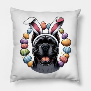 Cane Corso with Bunny Ears Enjoys Easter Merriment Pillow