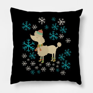 Poodle Dog walk in snow Pillow