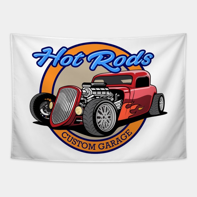 Hot Rods Custom Garage Tapestry by Wilcox PhotoArt