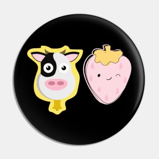 Strawberry Cow Bestfriends, Cute , Cartoon Pin