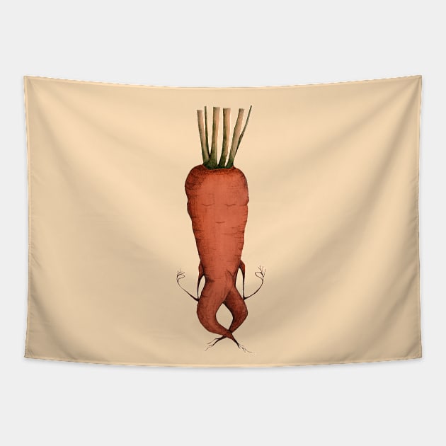 yoga carrot Tapestry by KindSpirits