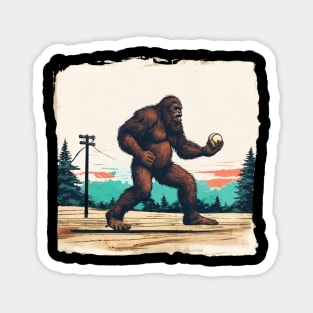 Funny Bigfoot Holding a Baseball American Baseball Player Brother Magnet