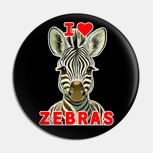 🦓 I Love Zebras! Cute Kawaii Baby African Animal, Zebra Pin by Pixoplanet