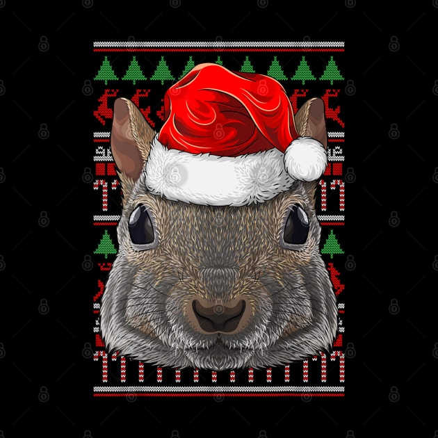 Christmas Squirrel Santa Hat Cute Animal Ugly Xmas by Mitsue Kersting