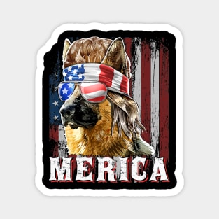 Merica German Shepherd Mullet July 4th American Flag Magnet