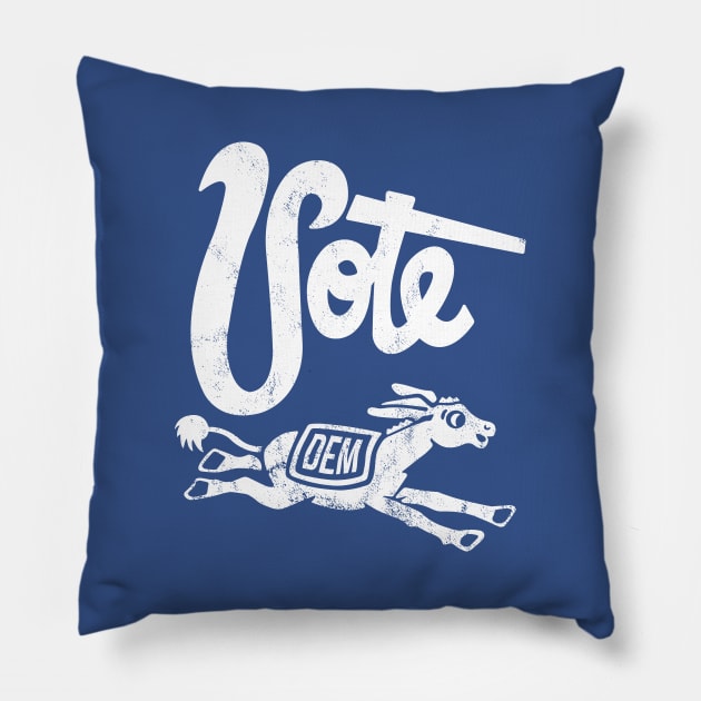 Vintage 1960's Vote Democrat Donkey (White) Pillow by From The Trail