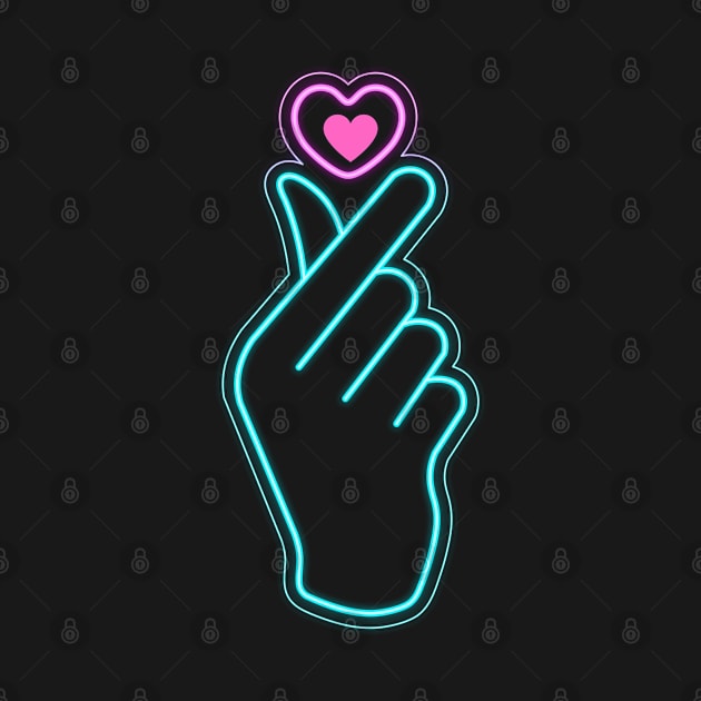 Korean finger heart neon by Salizza