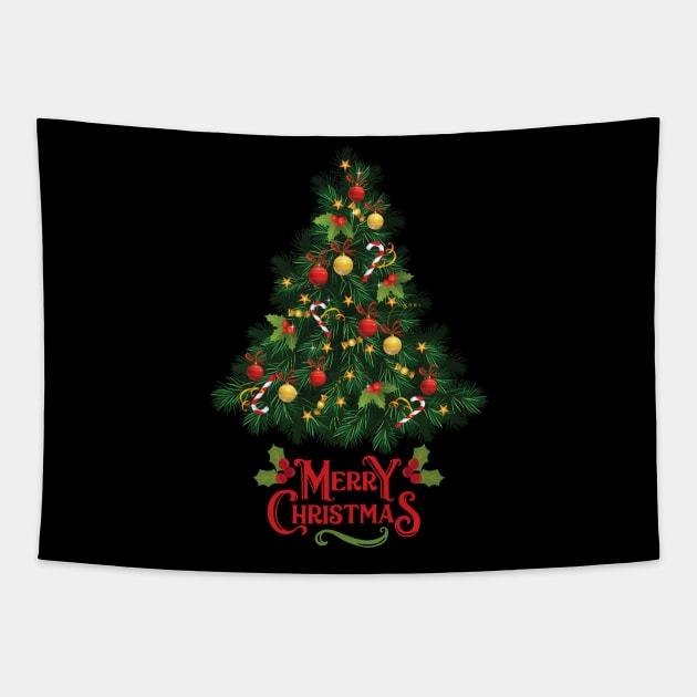 Merry Christmas Tree Tapestry by starryskin