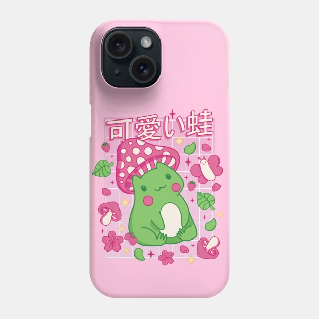 Cute Cottagecore Frog Kawaii Strawberry Aesthetic Phone Case by Sugoi Otaku Gifts