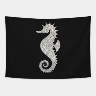 Silver Faux Glitter Seahorse Tapestry