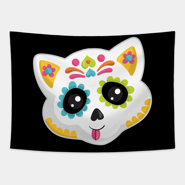 Sugar Skull Cat Mask Sugar Skull Tapestry Teepublic Au