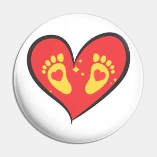 Baby Footprint In Heart, Baby Feet Pin