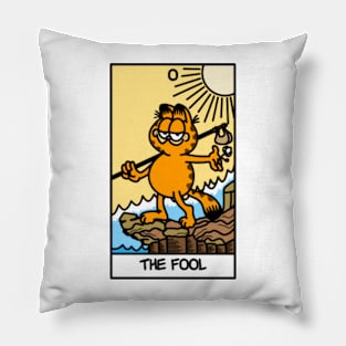 the fool tarot card but it's garfield Pillow