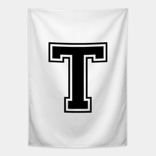 Initial Letter T - Varsity Style Design - Black text Tapestry
